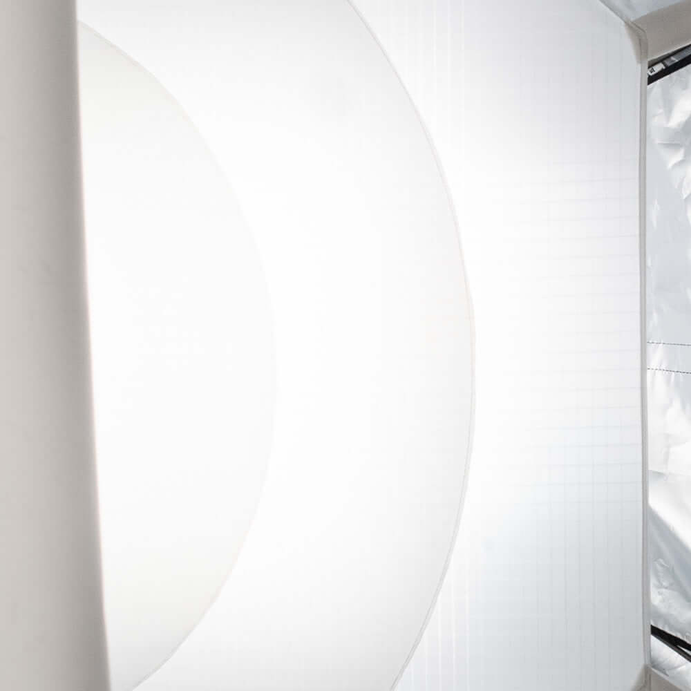 Interior of Lightbank Octa 5 for Vortex8 showing smooth, even lighting setup for photography and cinematic use.