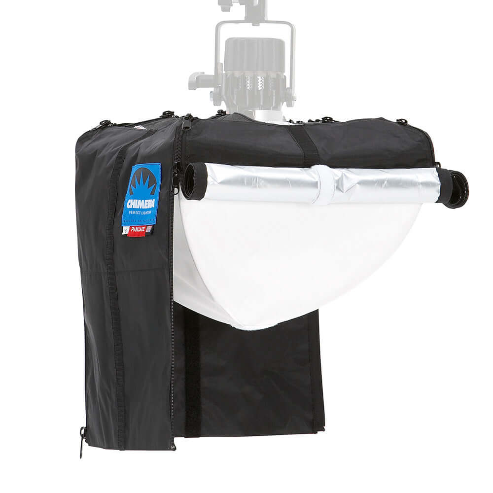 Chimera Pancake Lantern with Skirt - 1/2 Gridless, designed for precise overhead lighting control in studio settings.