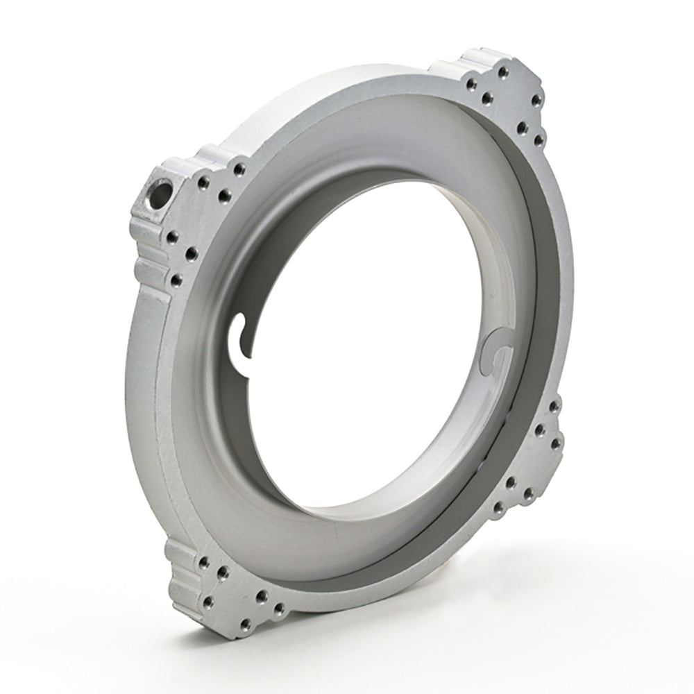 Aluminum Speed Ring by Elinchrom, designed for photography with four pole blocks for lightbanks.